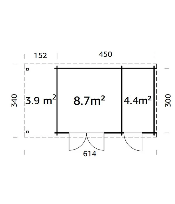 Palmako Gartenhaus Ella, Inkl. Seitendach, Ca. B614/H214/T340 Cm 5 Palmako Gartenhaus Ella, Inkl. Seitendach, Ca. B614/H214/T340 Cm – Bild 3