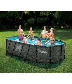 Summer Waves Frame Pool Rattan, Oval, Ca. B424/H100/T250 Cm -Biohort || LECHUZA Verkaufsgeschäft 6990782 WE MO 001 SummerWavesFramePoolRattanovalgrau