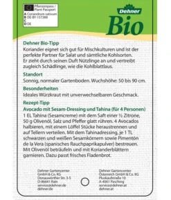 Bioland Koriander 7 Bioland Koriander -Biohort || LECHUZA Verkaufsgeschäft 8001984 BioKoriander Etikett neu 2