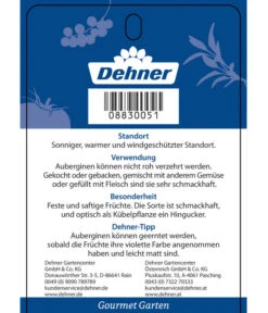 Dehner Gourmet Garten Aubergine, Veredelt -Biohort || LECHUZA Verkaufsgeschäft 8830051 GGAubergineCarmen Etikett 2